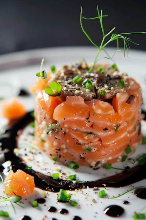 Tartar salmón con aguacate y trufa